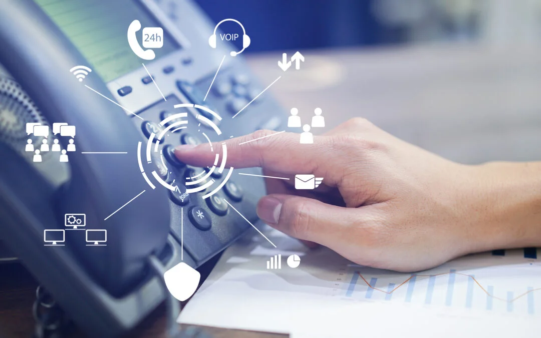 GR IT Services engineer configuring an IP telephone system at a Hyderabad office